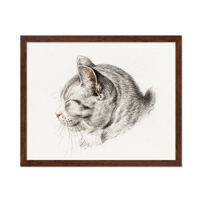 Esquisse d'un chat, Affiche, H 18 po x l 24 po, Encadrement brun