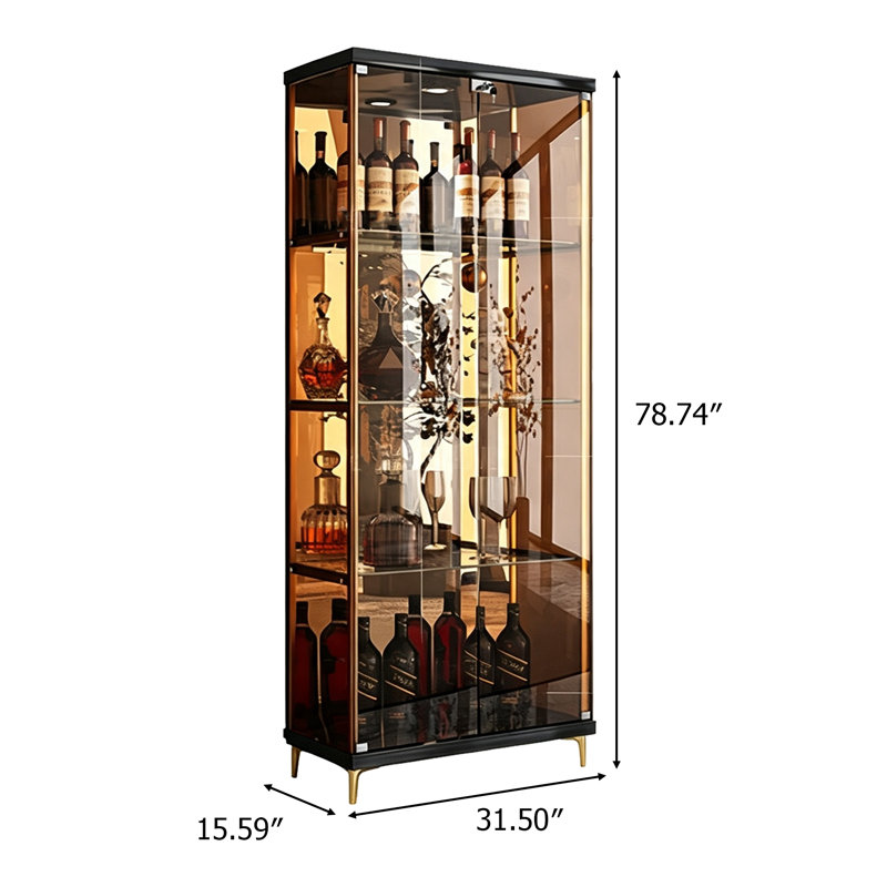 Cave à vin moderne et luxueuse en verre clair de 80 cm (31,5 po)