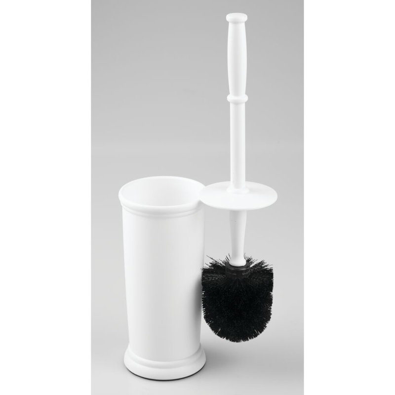 iDesign Kent Plastic Toilet Bowl Brush Set, Slim Compact  4.25" x 4.25" x 16", White