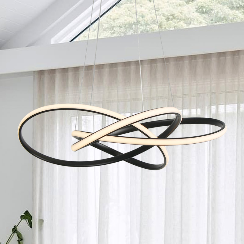 Wadhah Modern Chandelier Kitchen Island Pendant Light LED Switch Dimmable, Black