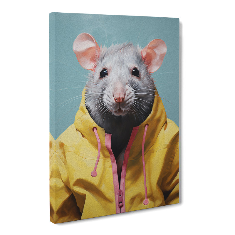 Rat Minimalism Art - Wrapped Canvas, 76cm H x 50cm W x 3cm D