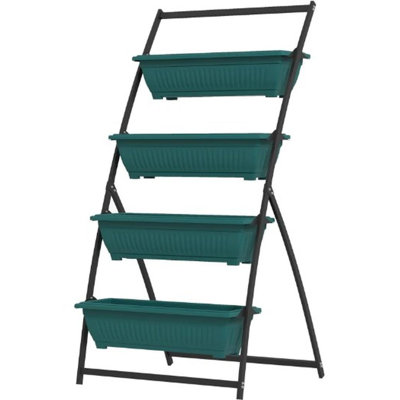 4-Tier Vertical Raised Garden Planter (Black,Green