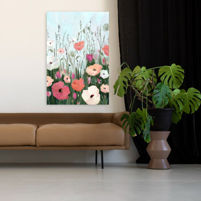 "Springtime Meadow Blossoms I", art mural abstrait contemporain