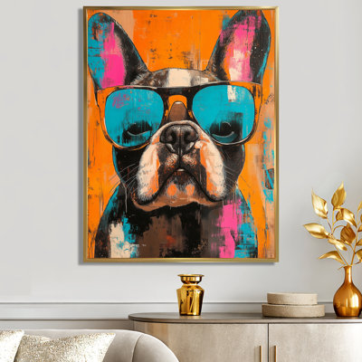 Tableau encadré « Bouledogue français » – Royaume animal pop art