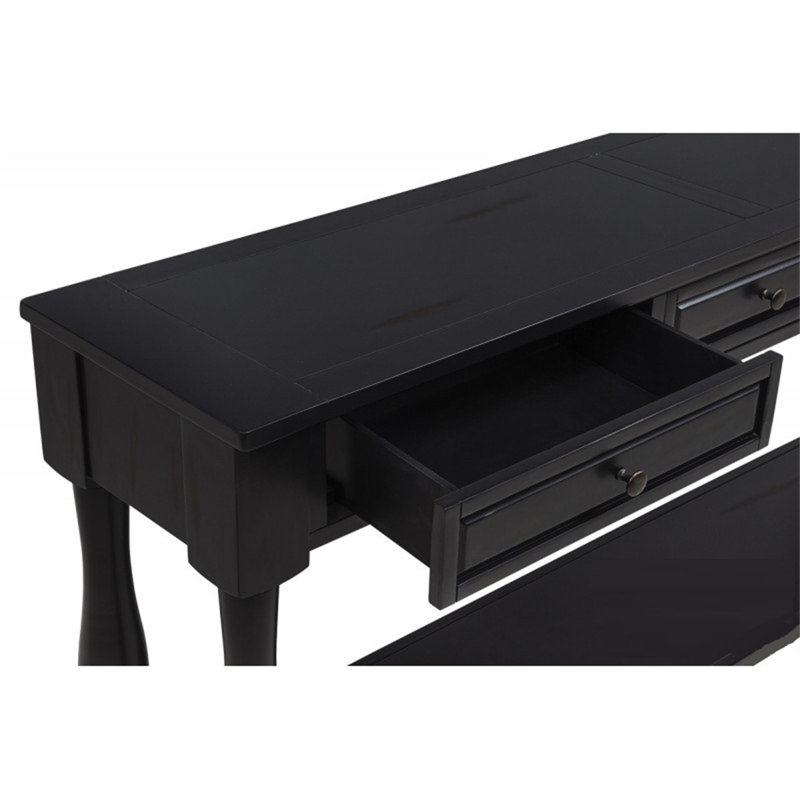 63" Long Console Table With Drawers And Shelf For Entryway, Hallway, Living Room, Acacia Wood Table, Espresso Finish