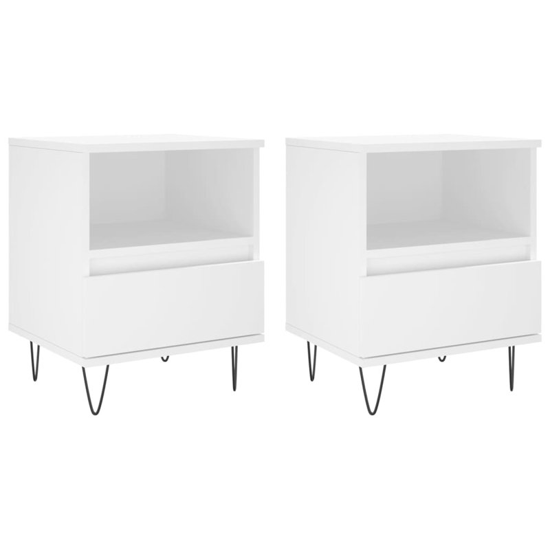 Ebenier 40cm W Manufactured Wood Bedside Table, White, Individual