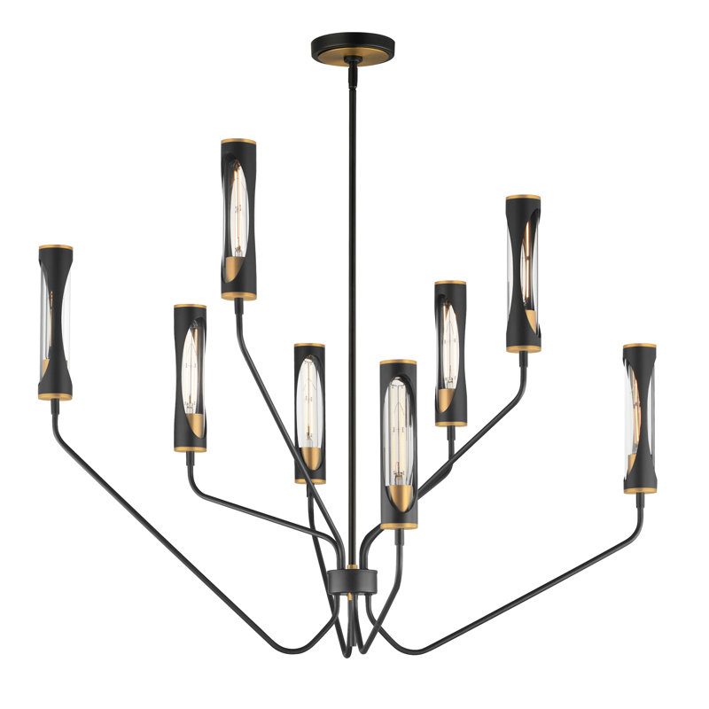 Regent-Multi-Tier Chandelier, Black/Antique Brass