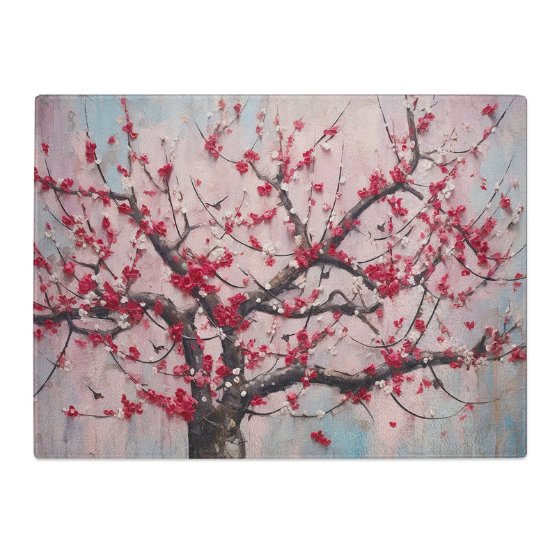 Cherry Blossom Tree Abstract  Glass Chopping Board
