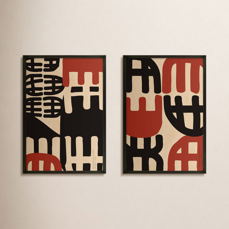 Bohemian Primitive Print by Romina Gadler, Black Framed Paper, 20" H x 14" W x 1.25" D