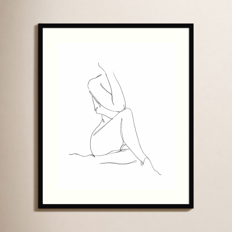 «Nude Contour S Croquis I», reproduction de photo encadrée sur papier, H 37 po x l 31 po, Papier avec cadre noir
