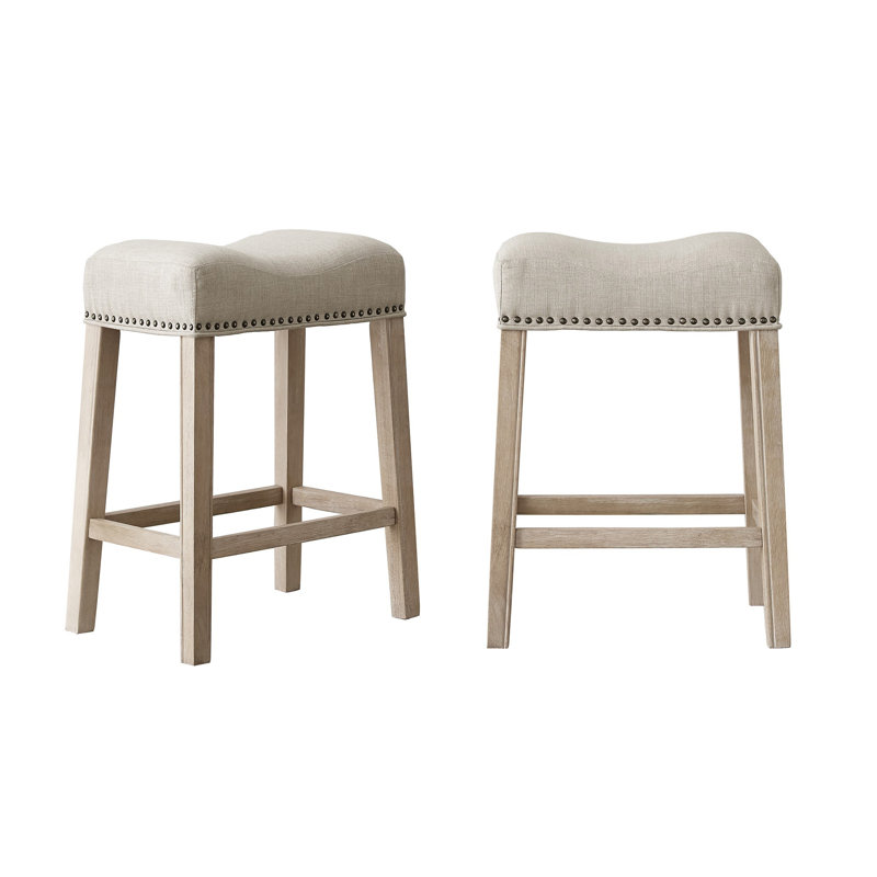 Ensemble de 2 tabourets de comptoir Coco, Brun clair / mélange de polyester