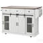Îlot de cuisine de ferme polyvalent avec rangement, porte de grange coulissante, grille en métal et roulettes pour plus de mobilité et d'organisation-1091443297