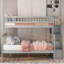 Lit superposé simple au-dessus d'un lit double avec tablettes Gessiah par Harriet Bee-938162576
