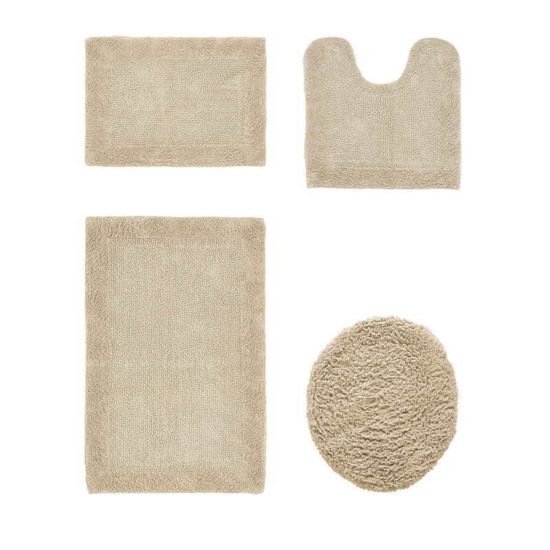 Ensemble de tapis pour salle de bain réversible 4 pièces Edge, Ensemble de 4 (18 po x 20 po | 17 po x 24 po | 20, Sable