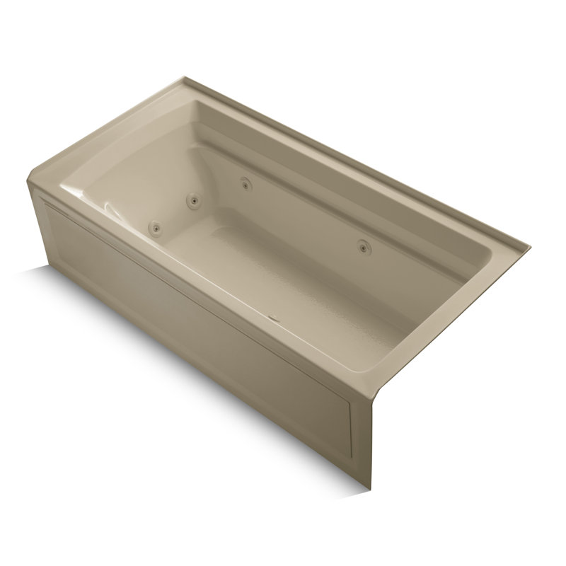 Archer Alcove 72" x 36" Whirpool Bathtub, Mexican Sand, Right