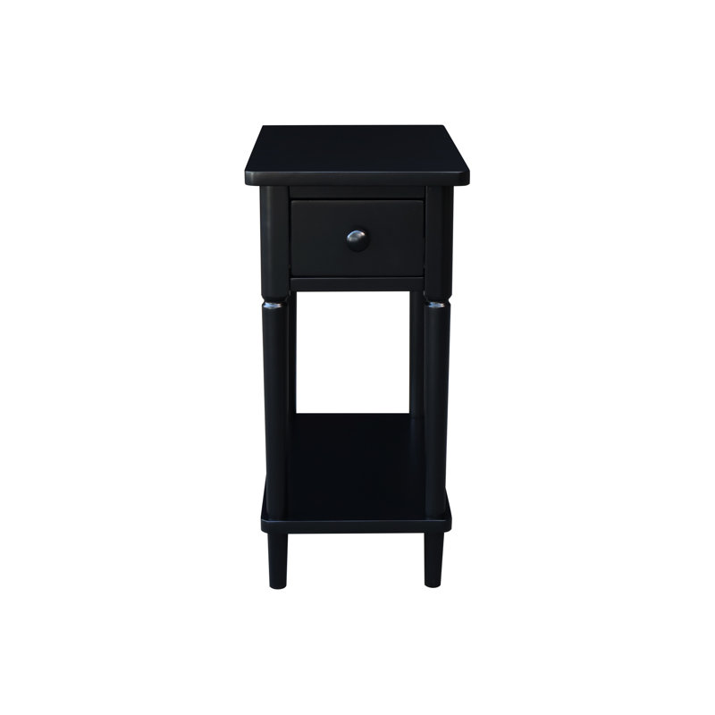 Deboria Solid Wood End Table with Storage, Black