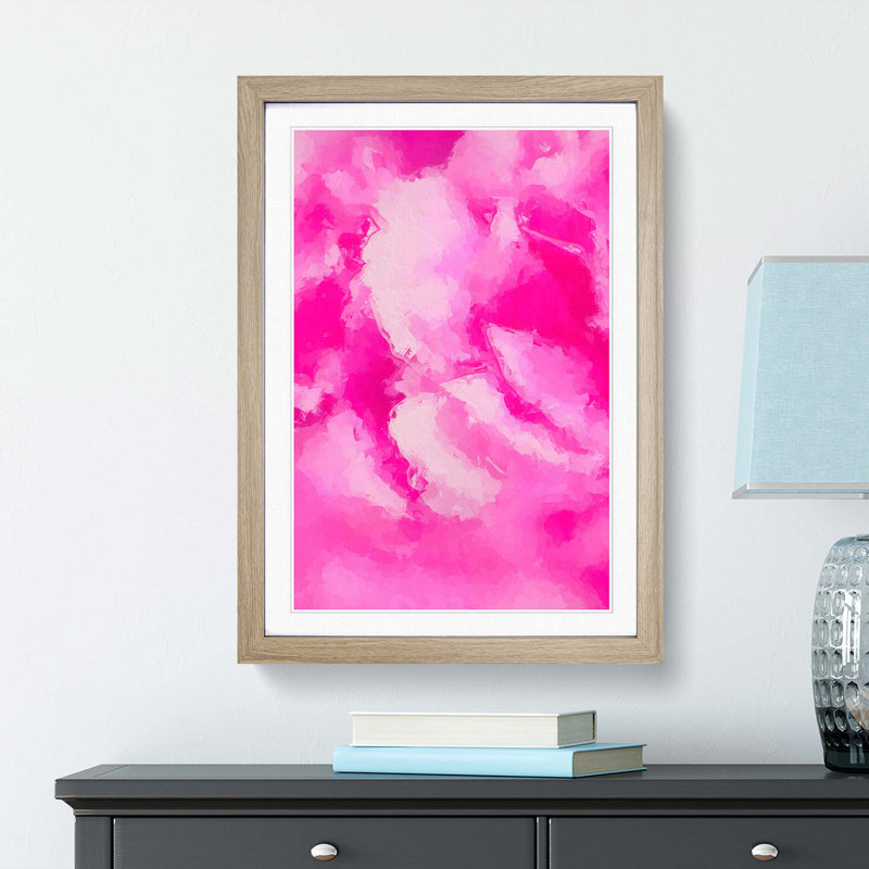 Pink Petals in Bloom - Framed Print, 91cm H x 60cm W x 2cm D, Oak