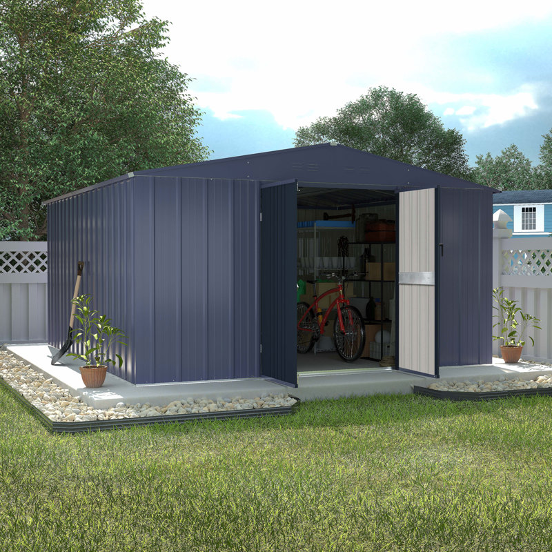 10 ft. x 10 ft. Metal Storage Shed, 76" H x 96" W x 72" D