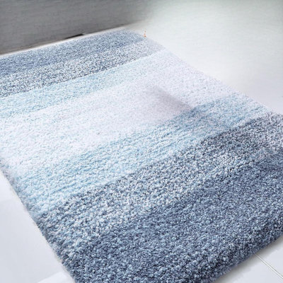 Tapis pour salle de bain 30X20, tapis de bain en microfibre très doux et absorbant, tapis de bain moelleux et antidérapant, lavage à la machine, tapis pour salle de bain, baignoire et douche, bleu
