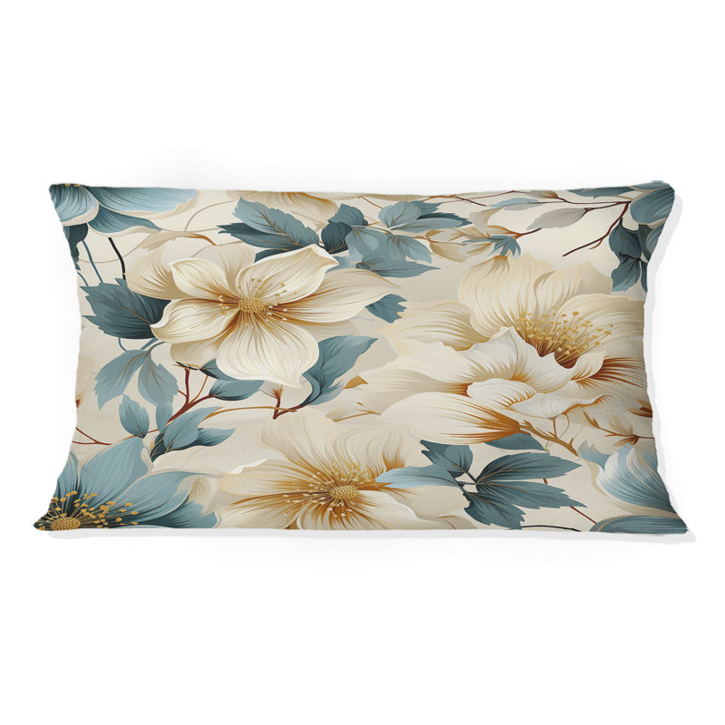 Coussin décoratif imprimé floral beige Sandy