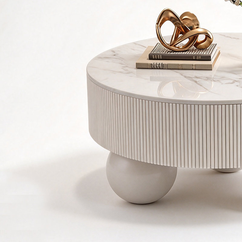 Italian Light Luxury Simple Coffee Table, Gray/White/Black, Marble