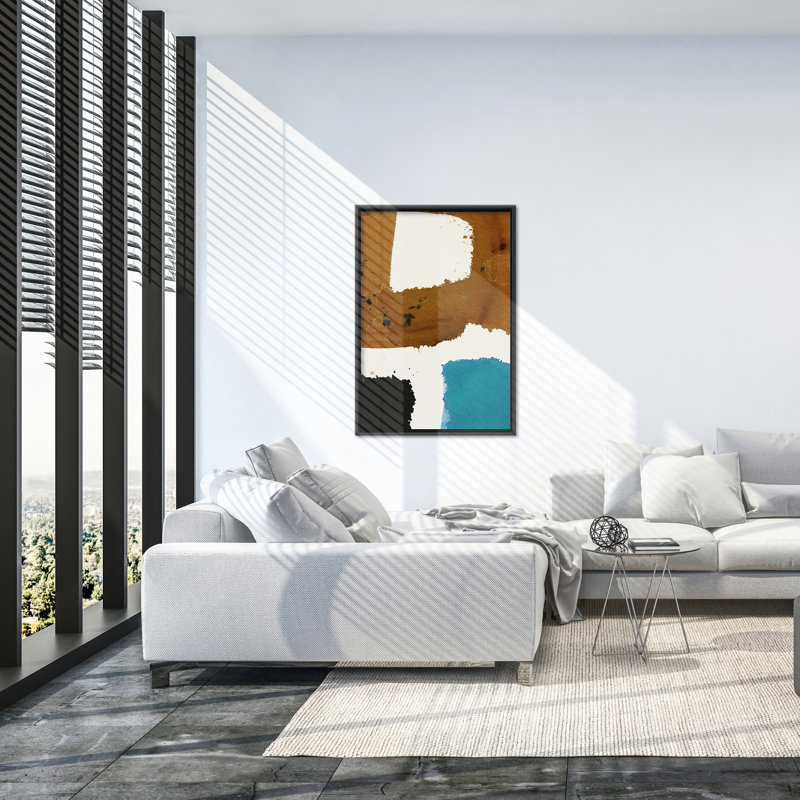 Abstract Off Track, 24" H x 16" W x 2.375" D, Floater Framed, Black