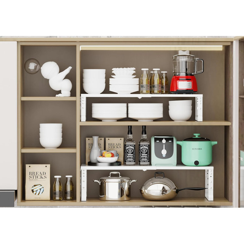 Étagère à épices extensible et empilable pour armoire de cuisine, tablette de comptoir réglable pour rangement de comptoir, garde-manger, armoire, salle de bain et chambre à coucher