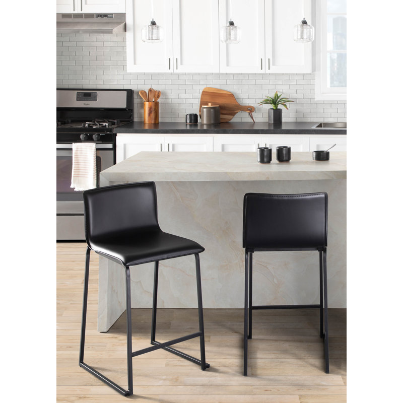 Tabouret Middlebrook, Noir, Noir, Tabouret de comptoir (siège d'une hauteur de 26 p