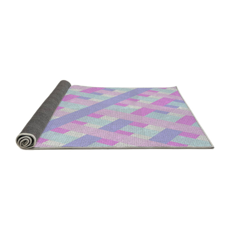 Tapis rose à motif géométrique Kleio, Rond 4 pi