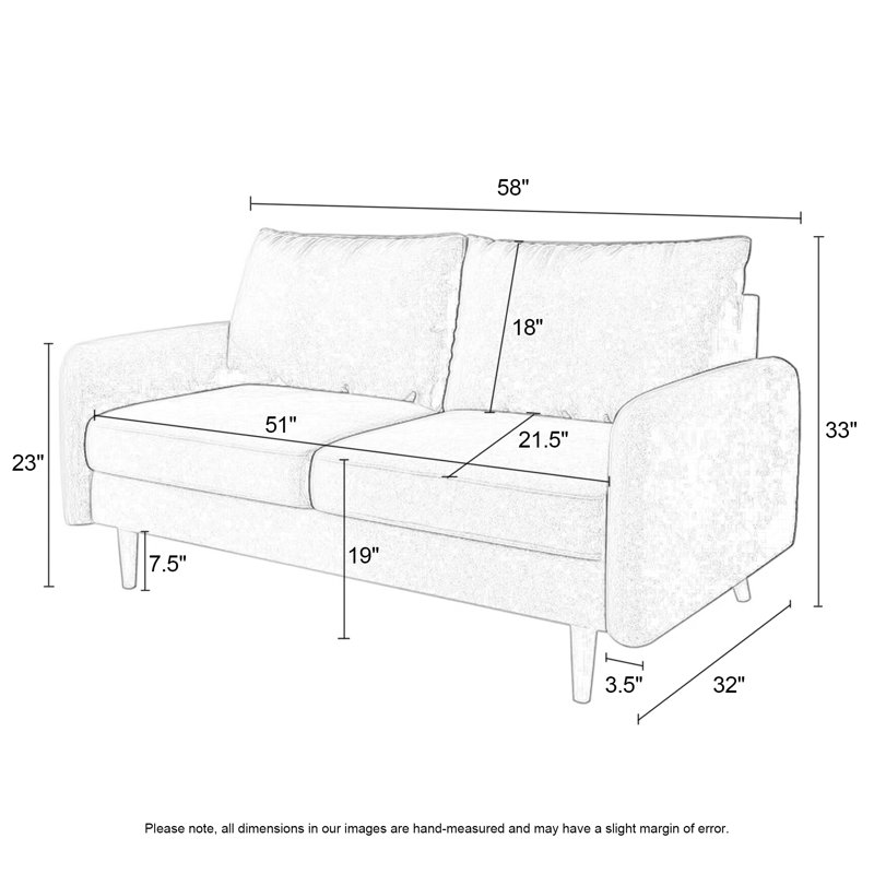 Chrisann 58" Round Arm Sofa Loveseat, Beige