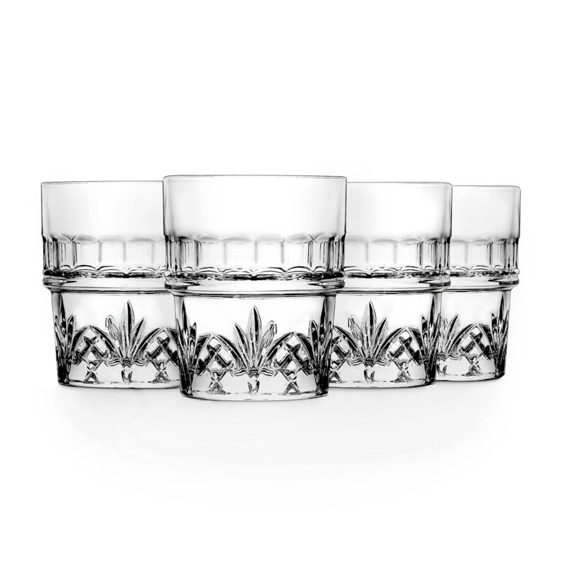 Dublin Clear Crystal Stackable 10oz Whiskey Glass Set