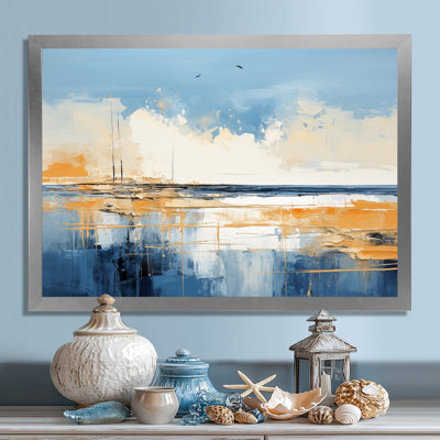 Bleu et jaune «Seaside Simplicity I» - Minimalisme côtier, impressions encadrées