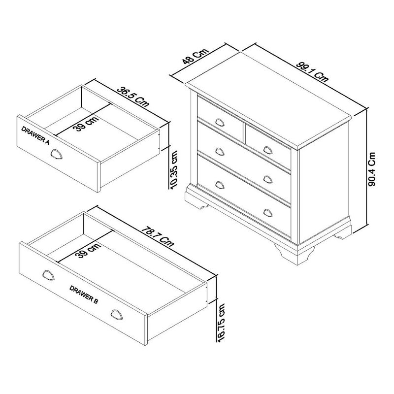 Raffin 99.1cm W 4 - Drawer Chest of Drawers, White