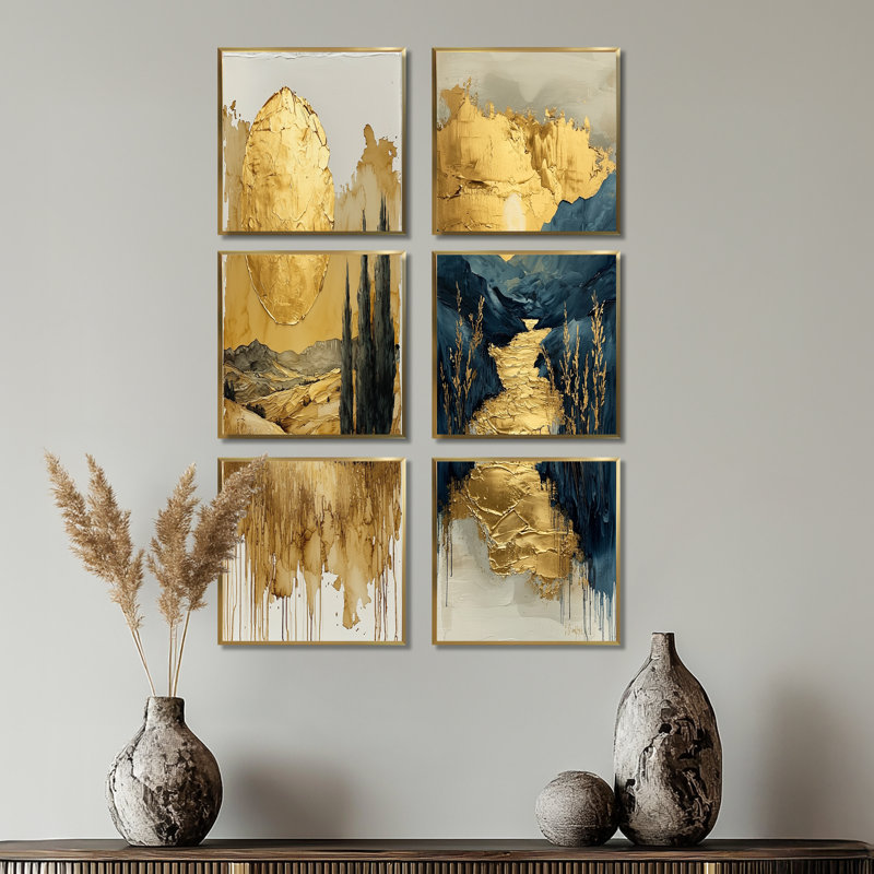 «Istanbul Gold Cappadocian Sunrise», ensemble de 6 reproductions d'art mural, Impression encadrée sans passe-partout, Doré