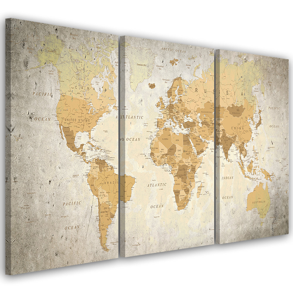 Leinwandbild World Map Brown