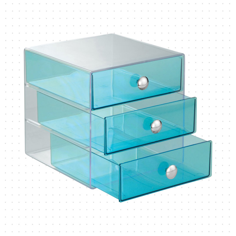 Rangement à 3 tiroirs en plastique Clint, Aqua