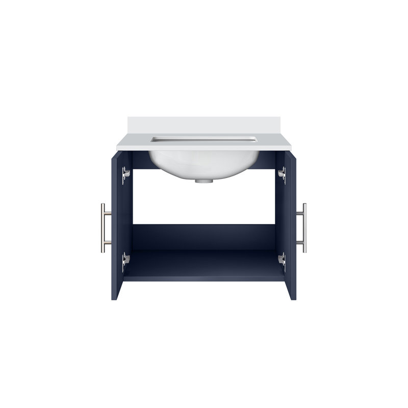 Single Bathroom Vanity with Top, 19", White Quartz