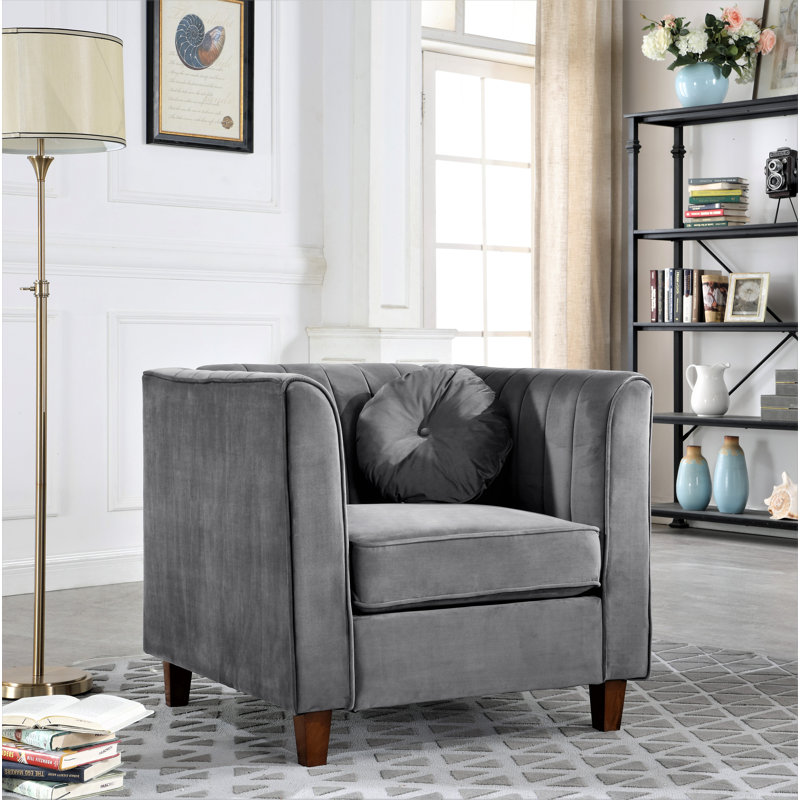 Berton Velvet Armchair, Gray 