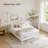 Solid Wood Queen Size Canopy Bed Frame Four Poster Platform Bed with Slats Support, No Box Spring Needed