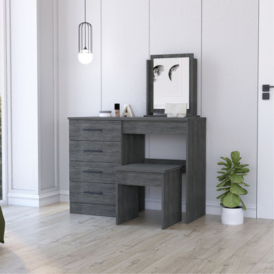 Coiffeuse Stonington à 4 tiroirs avec tabouret Smokey