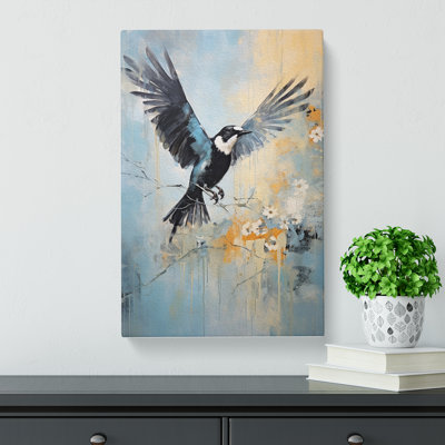 Magpie Gestural Art - Wrapped Canvas