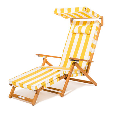 Club Chair - Teak - Crew Mimosa Yellow Stripe