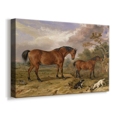 Jument et poulain avec des chiens dans un paysage-James Ward-Gallery, toile tendue-c. début du 19e siècle