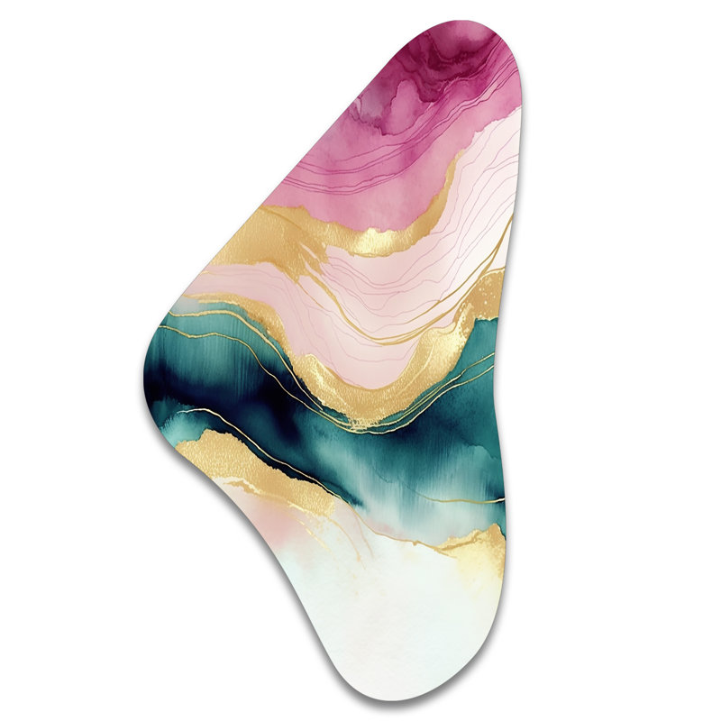 «Abstract Geode Marble Waves», art mural asymétrique en métal, H 39 po x l 21 po x P 1 po