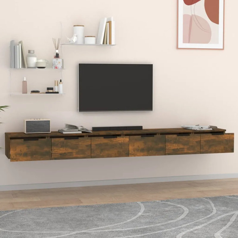 6 Piece Floating Shelf, Smoked Oak