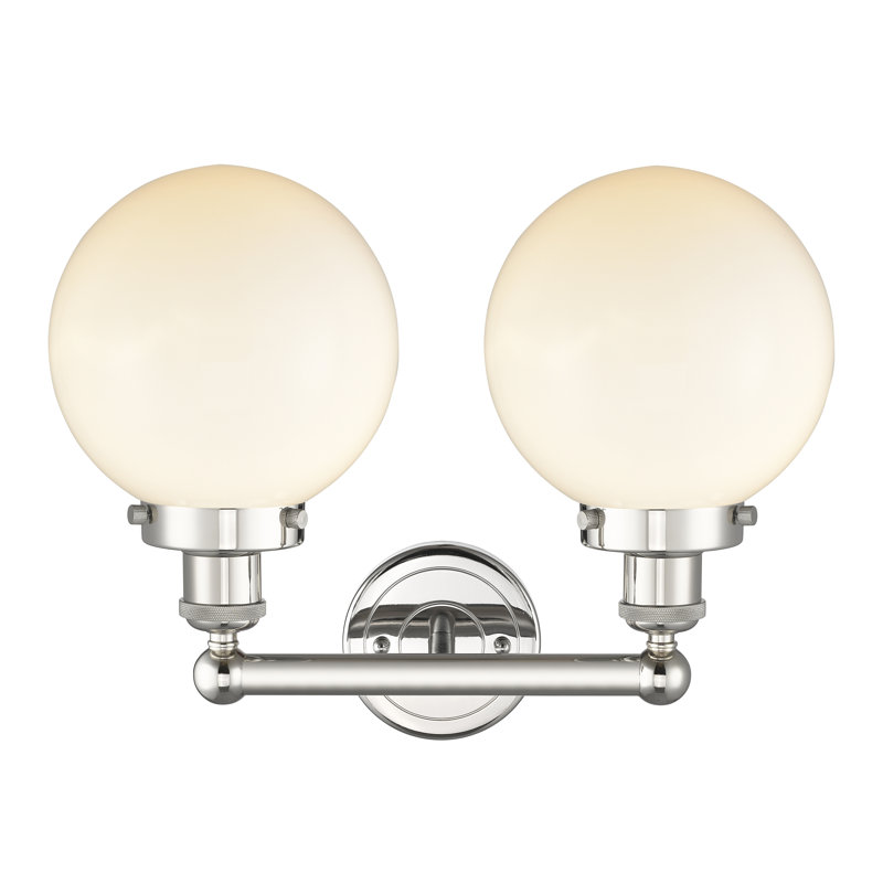 Alphonsa 2 - Light Dimmable Vanity Light, Matte White, Polished Nickel
