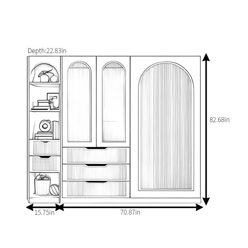 Modern Simple And Luxurious Wardrobe, 82.68" H x 86.61" W x 22.83" D