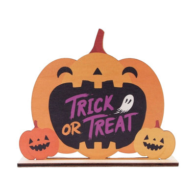 Wooden Decorative Craft Halloween  Ghost Wooden Tabletop Sign  Freestanding Wooden Table Decor  Halloween Ghost Pumpkin Wooden Centerpiece For Home Party Table Decoration