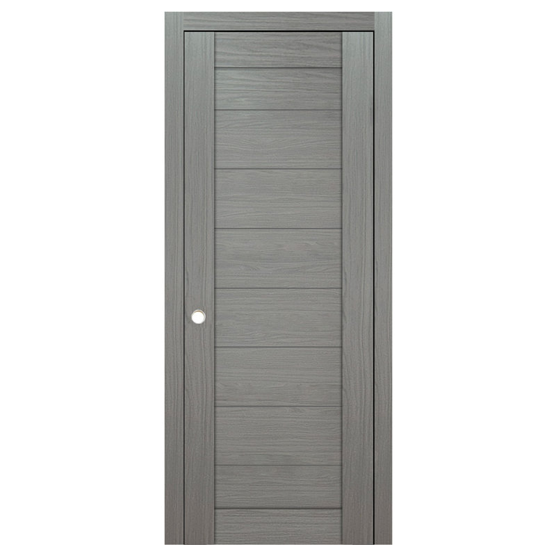 Porte intérieure stratifiée moderne en wengé frappé Domino 02, 24 po x 80 po, Wengé moderne