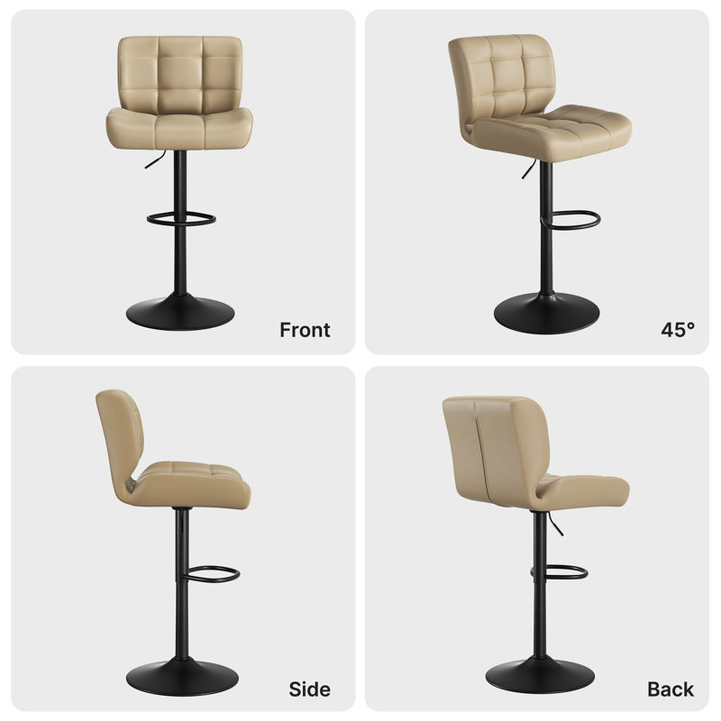 Adjustable Height Counter Stool with Metal Frame, Khaki